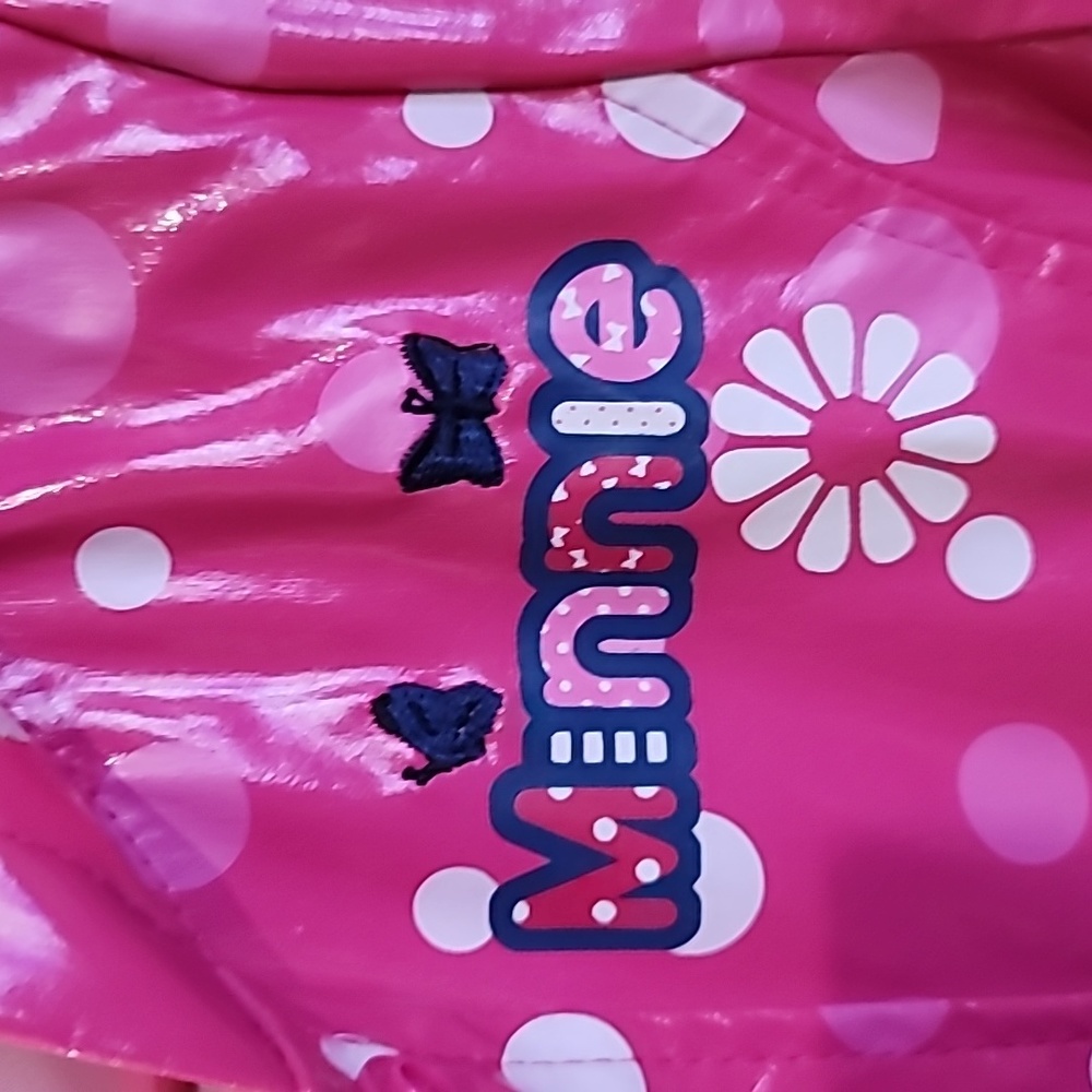Disney Store Girls Pink & White Polka Dot Minnie Mouse Raincoat, Size 2T - Picture 4 of 4